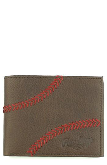 Men's Rawlings Home Run Bifold Leather Wallet - Brown