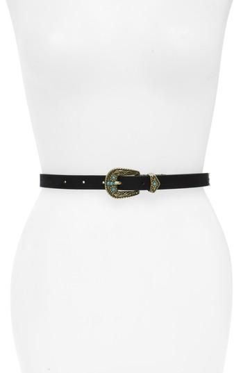 Women's Bp. Skinny Faux Suede Belt - Black