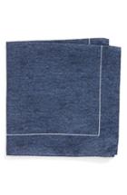 Men's Boss Denim Print Silk Pocket Square, Size - Blue