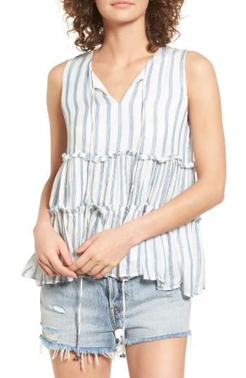 Women's Moon River Stripe Ruffle Tank