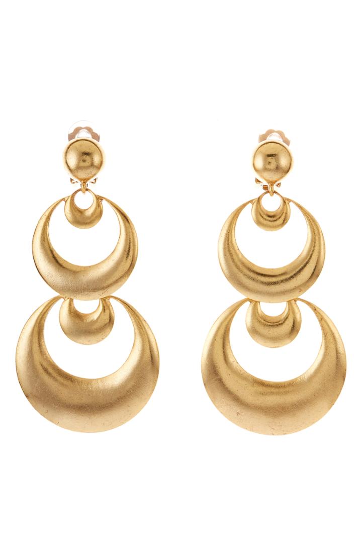 Women's Oscar De La Renta Moon Drop Earrings
