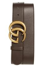 Men's Gucci Logo Leather Belt 0 Eu - Cocoa