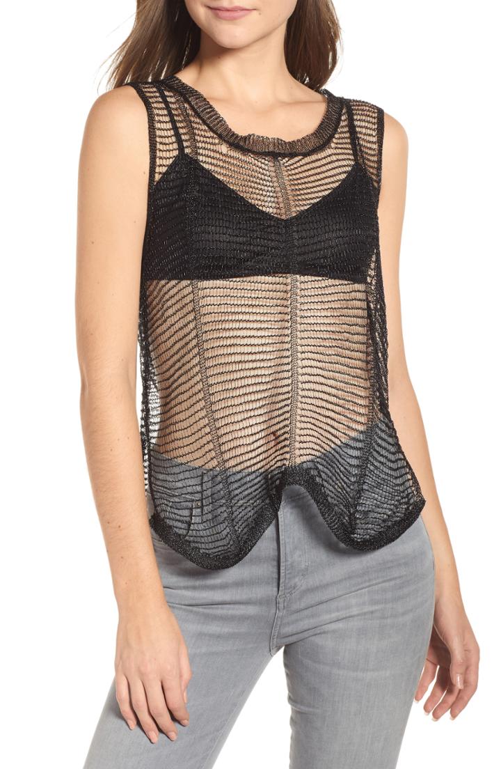 Women's Sentimental Ny Chain Mesh Sleeveless Top - Black