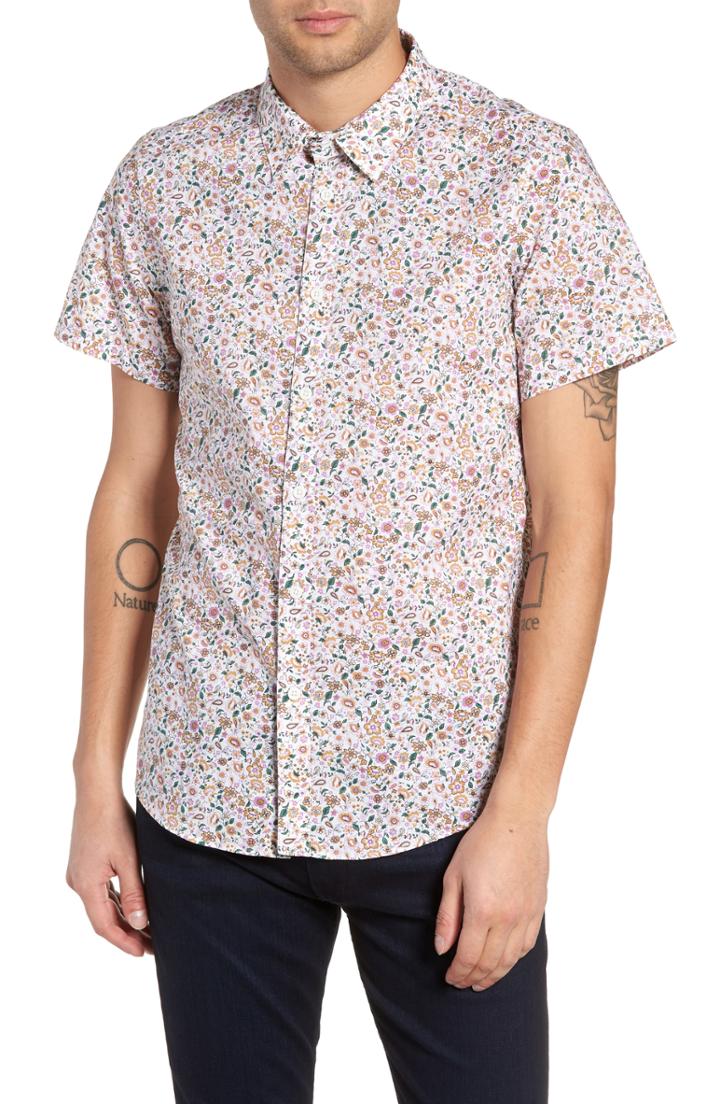 Men's Twentymetrictons Slim Fit Floral Camp Shirt, Size - White