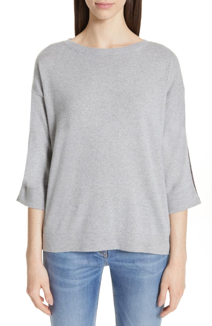 Women's Fabiana Filippi Boatneck Cashmere Blend Sweater Us / 38 It - Grey