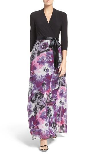 Women's Chetta B Mixed Media Gown - Black