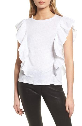 Women's Chelsea28 Ruffle Linen Tee, Size - White