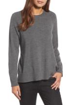 Women's Eileen Fisher Side Slit Merino Wool Sweater, Size - Grey