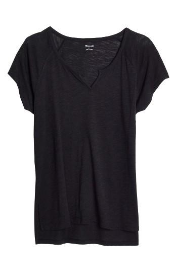 Women's Madewell Brea Split Neck Tee, Size - Black