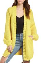 Women's Stone Row Knitastic Long Open Cardigan - Yellow