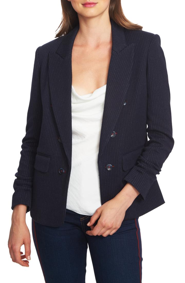 Women's 1.state Ruched Sleeve Pinstripe Blazer