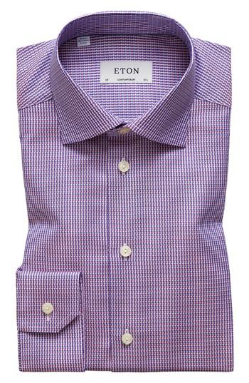 Men's Eton Contemporary Fit Pattern Jacquard Dress Shirt .5 - Pink