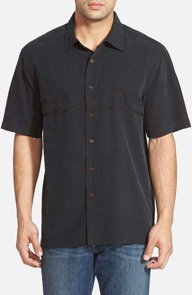 Men's Quiksilver Waterman Collection 'tahiti Palms' Fit Short Sleeve Sport Shirt