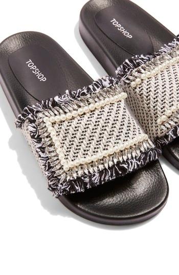 Women's Topshop Hamilton Embellished Slide Sandal .5us / 39eu - Black