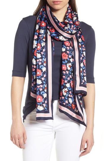 Women's Kate Spade New York Daisy Oblong Silk Scarf, Size - Blue