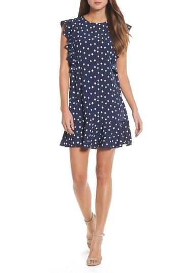 Women's Vineyard Vines Diamond Print A-line Flounce Dress - Blue