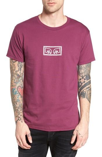 Men's Obey Eyes Graphic Premium T-shirt, Size - Burgundy