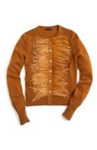 Women's J.crew Faux Feather Wool Blend Cardigan - Brown