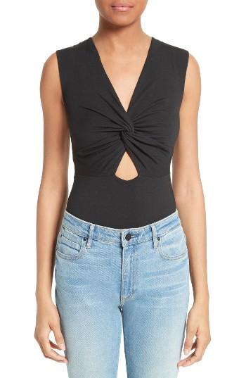 Women's T By Alexander Wang Twist Front Bodysuit - Black
