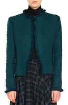 Women's Akris Punto Fringe Tweed Jacket - Green