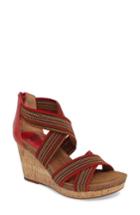 Women's Sofft Cary Cross Strap Wedge Sandal M - Red
