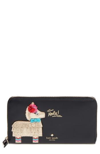 Women's Kate Spade New York Pinata Applique Lacey Leather Clutch -