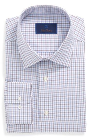 Men's David Donahue Regular Fit Check Dress Shirt .5 - 32/33 - Purple