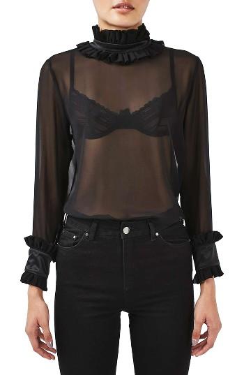 Women's Topshop Boutique Hagen Sheer Silk Blouse
