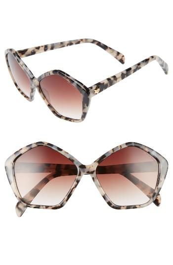 Women's Draper James 57mm Gradient Lens Geometric Sunglasses - Black Tortoise