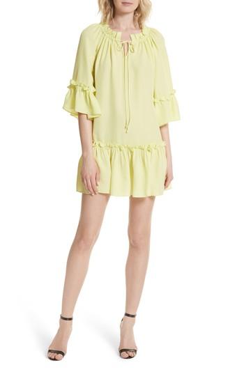 Women's Milly Santorini Ruffle Mini Dress, Size - Yellow