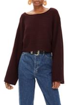 Women's Topshop Roll Edge Crop Sweater Us (fits Like 0-2) - Red