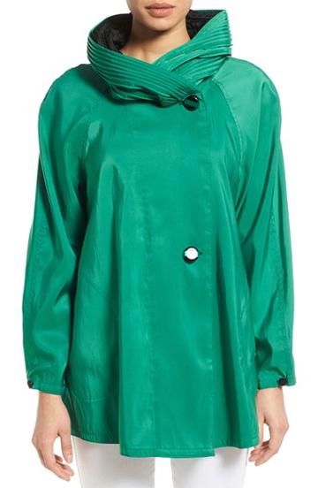 Women's Mycra Pac Designer Wear 'mini Donatella' Reversible Pleat Hood Packable Travel Coat