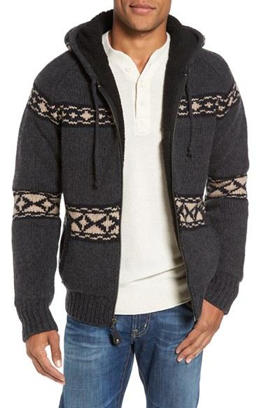Men's Schott Nyc Fleece Lined Wool Blend Zip Hoodie