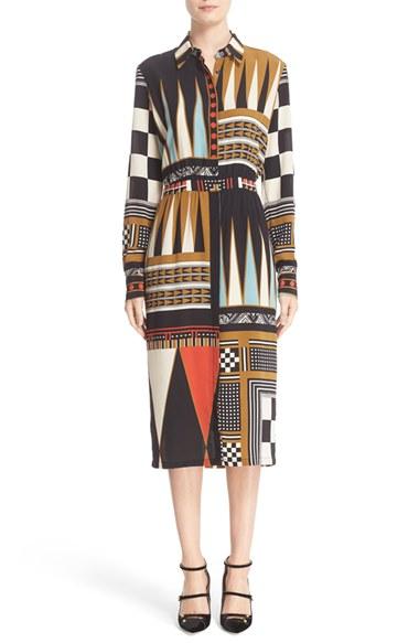Women's Etro Backgammon Print Silk Shirtdress