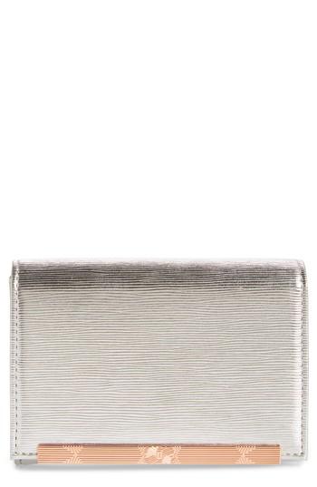 Women's Ted Baker London Valenta Plisse Leather Mini Wallet - Metallic