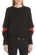 Women's Alexander Mcqueen Bicolor Cutout Zip Sweater - Black