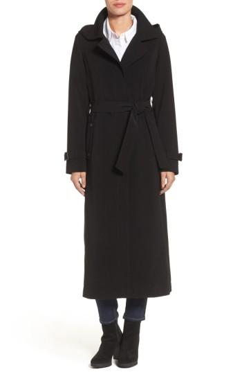 Petite Women's Gallery Full Length Hooded Nepage Raincoat P - Black