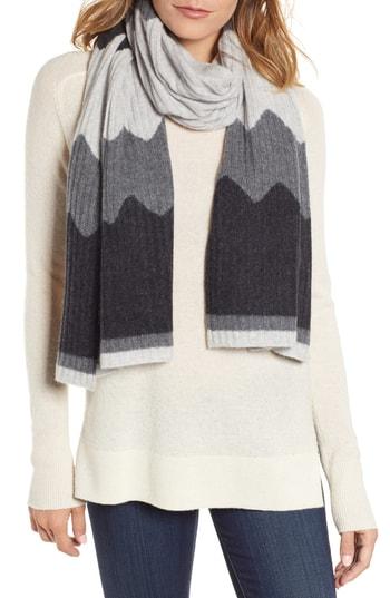 Women's Halogen Chevron Cashmere Scarf, Size - Grey