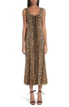 Women's Fuzzi Leopard Print Tulle Maxi Dress - Brown