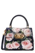 Dolce & Gabbana Mini Welcome Floral Print Leather Satchel - Black