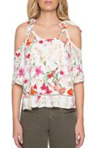 Women's Willow & Clay Cold Shoulder Floral Print Top - Ivory