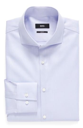 Men's Boss Slim Fit Solid Dress Shirt - - Blue