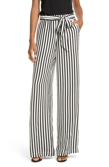 Women's Frame Stripe Wide Leg Silk Pants