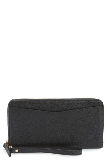 Women's Nordstrom Zip Around Leather Continental Wallet - Black