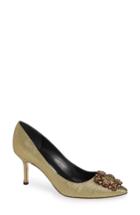 Women's Manolo Blahnik 'hangisi' Crystal Embellished Pump Us / 35eu - Metallic