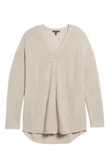 Women's Eileen Fisher Ribbed Merino Wool Long Cardigan, Size - Beige
