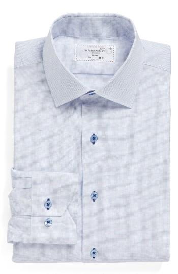 Men's Lorenzo Uomo Trim Fit Check Dress Shirt .5 34 - Blue