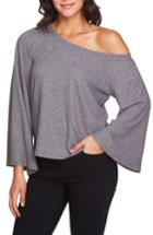 Women's 1.state The Cozy Bell Sleeve One Shoulder Top - Grey