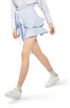 Women's Topshop Dobby Stripe Ruffle Skirt Us (fits Like 0) - Blue