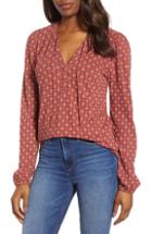 Women's Lucky Brand Tie Peasant Blouse - Red